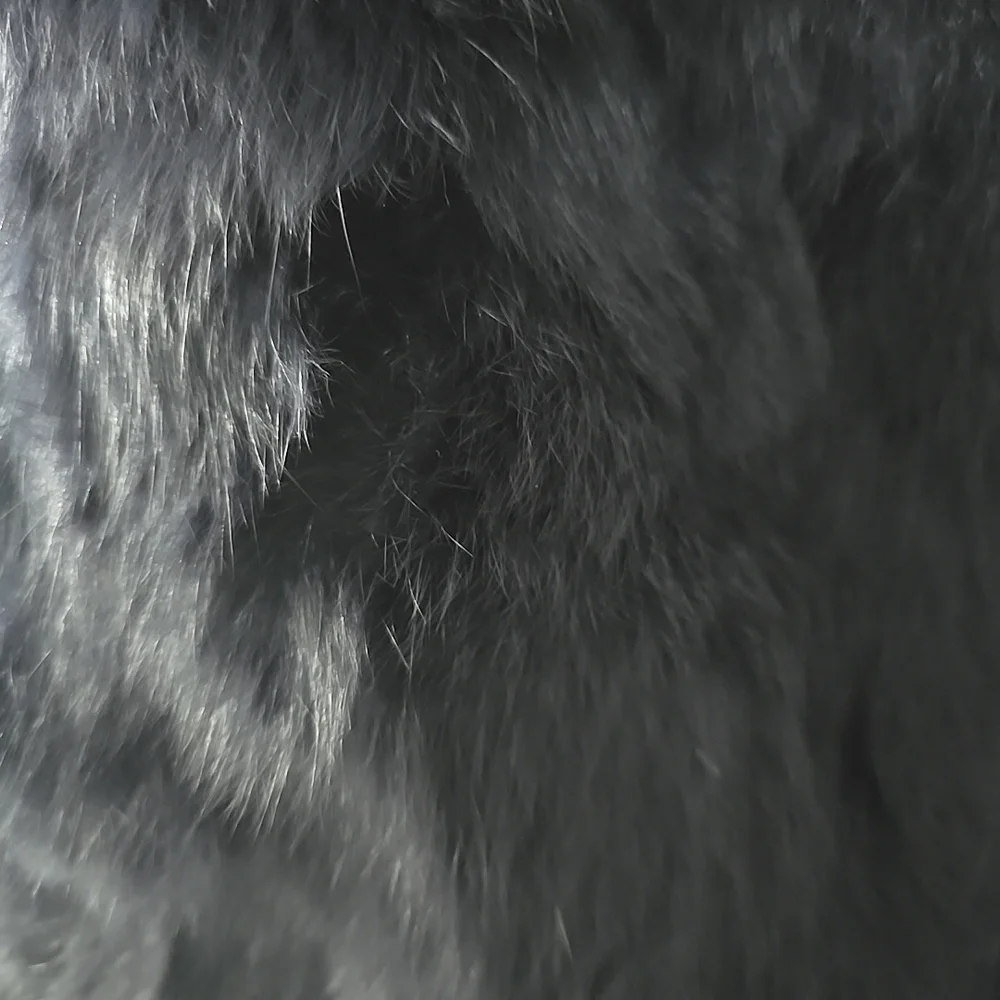 Pologeorgis Vest Womens Medium Black Dyed Real Rabbit Fur Full‎ Zip Soft Winter